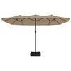 vidaXL parasol med dobbelt parasoldug og LED-lys 449x265 cm gråbrun