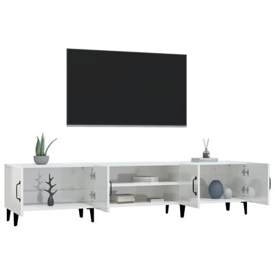 vidaXL tv-bord 180x31,5x40 cm konstrueret træ hvid højglans