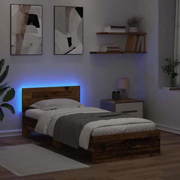 vidaXL Sengestel Gammelt tr&aelig; 90 x 200 cm Konstrueret tr&aelig;