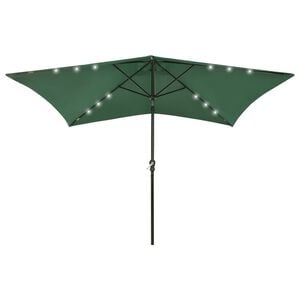 vidaXL parasol med LED-lys og st&aring;lstang 2x3 m gr&oslash;n