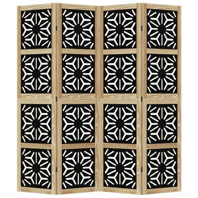 vidaXL rumdeler 4 paneler massivt kejsertræ brun og sort