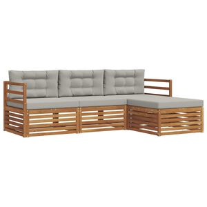 vidaXL Udend&oslash;rs sofagruppe med pude 4 pcs Naturlig og Lys Gr&aring;