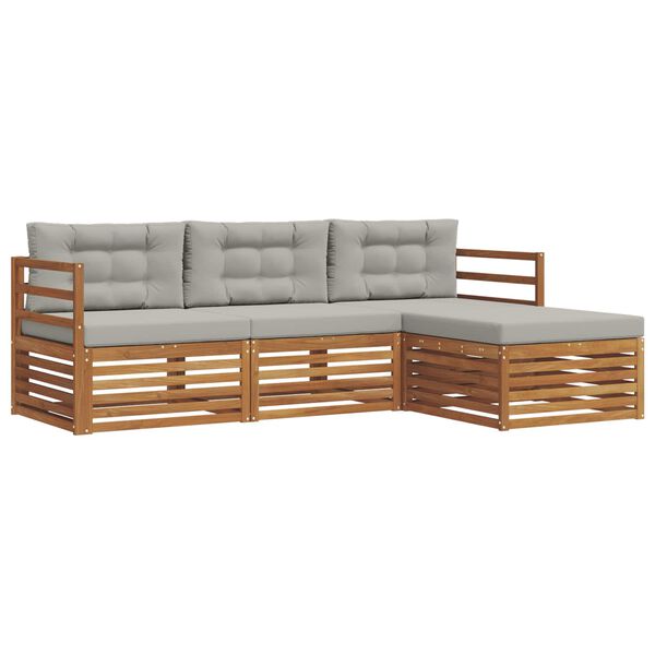 vidaXL Udend&oslash;rs sofagruppe med pude 4 pcs Naturlig og Lys Gr&aring;