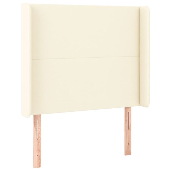 vidaXL sengegavl med kanter 83x16x118/128 cm kunstlæder cremefarvet