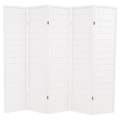 vidaXL foldbar 5-panels rumdeler japansk stil 200 x 170 cm hvid