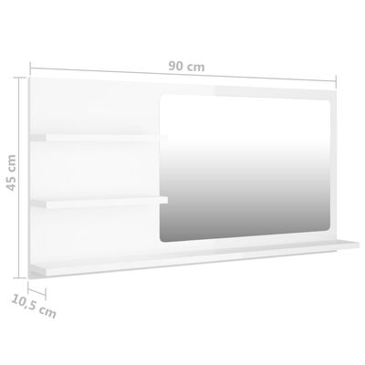 vidaXL badeværelsesspejl 90x10,5x45 cm spånplade hvid højglans
