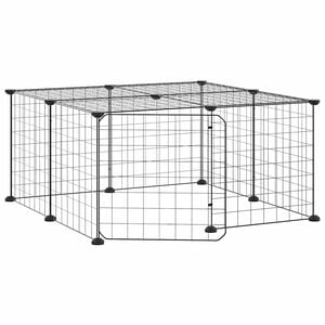 vidaXL 12-panels k&aelig;ledyrsindhegning med l&aring;ge 70x70x35 cm st&aring;l sort