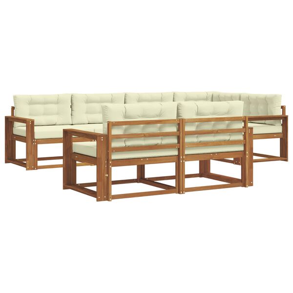 vidaXL Udend&oslash;rs sofagruppe med pude 7 pcs Naturlig og Fl&oslash;de