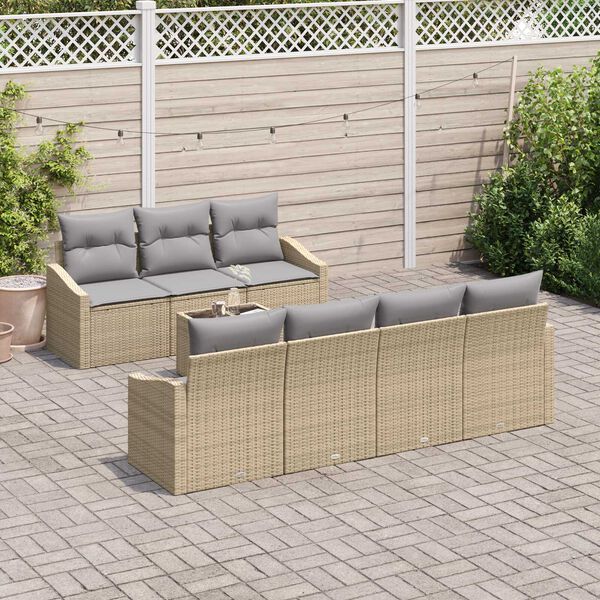 vidaXL Sofa S&aelig;t med pude med pude 8 pcs Beige og lys gr&aring; polyrattan