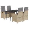 vidaXL spisebordss&aelig;t til haven 5 dele med hynder polyrattan beige