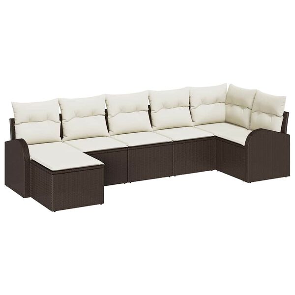 vidaXL Havesofa Sæt 7 pcs Brun Poly rattan