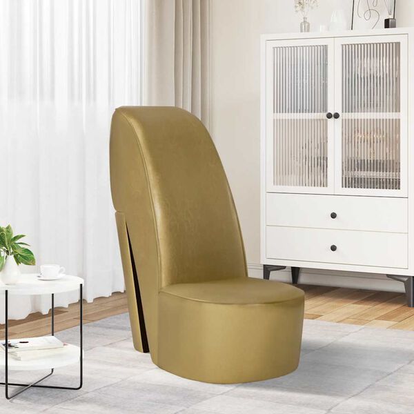 vidaXL stol h&oslash;jh&aelig;let sko-design kunstl&aelig;der guldfarvet