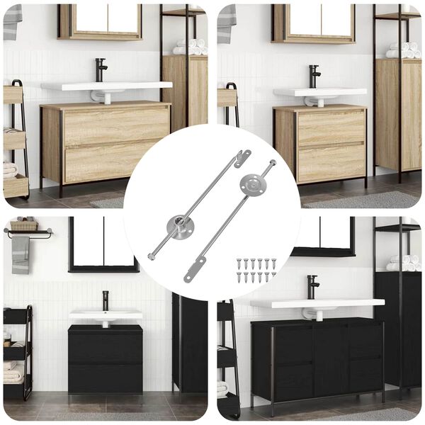 vidaXL Pull Rod Hinge 2 pcs S&oslash;lv 190 mm Jern