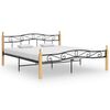 vidaXL sengeramme 200x200 cm metal og massivt egetr&aelig; sort