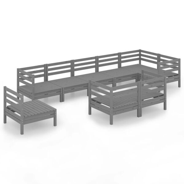 vidaXL lounges&aelig;t til haven 9 dele massivt fyrretr&aelig; gr&aring;