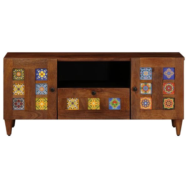 vidaXL TV-skab med skuffe Valn&oslash;d 105 x 33 x 46 cm Massivt mangotr&aelig;