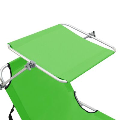 vidaXL foldbar liggestol med baldakin aluminium grøn