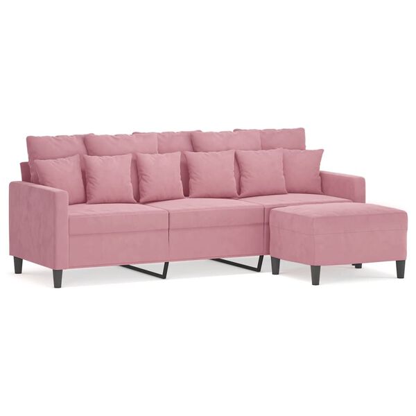 vidaXL 3-personers sofa med fodskammel 180 cm velour lyser&oslash;d