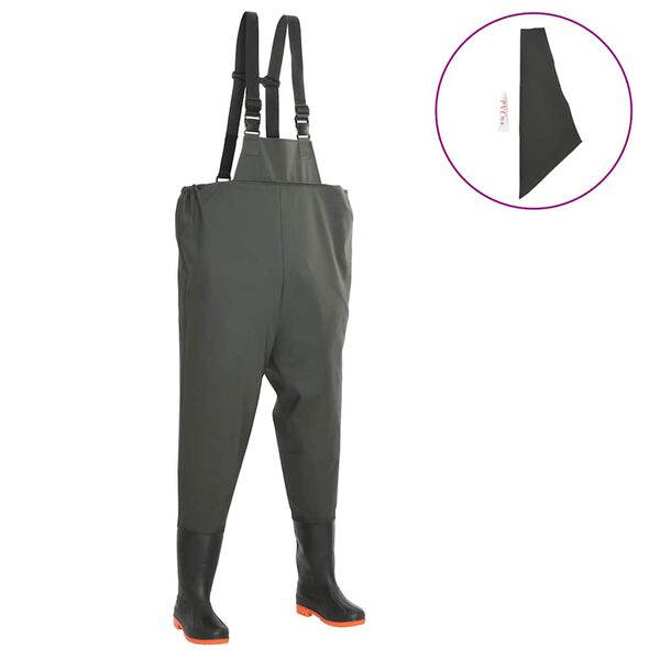 vidaXL waders med støvler grøn str. 42