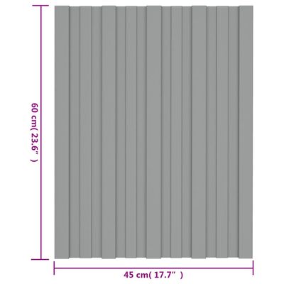 vidaXL tagplader 36 stk. 60x45 cm galvaniseret stål grå
