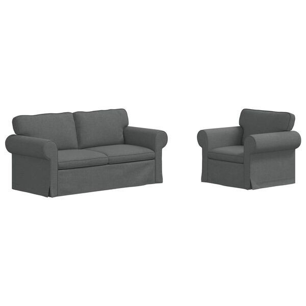 vidaXL Sofa 2 pcs M&oslash;rkegr&aring; 175 x 82 x 80 cm Stof