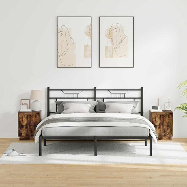 vidaXL Natskab med 2 pcs R&oslash;get eg 39 x 34.5 x 50 cm Konstrueret tr&aelig;