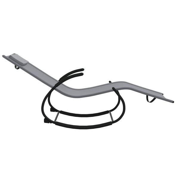 vidaXL liggestol med gyngefunktion stål og textilene grå