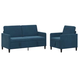 vidaXL Sofa s&aelig;t med opbevaring 2 stk. Bl&aring; Polyester