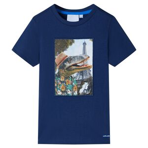T-shirt til b&oslash;rn str. 116 m&oslash;rkebl&aring;