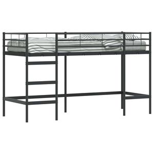vidaXL B&oslash;rns Loft Seng Ramme Ensfarvet Sort 75 x 190 cm St&aring;l