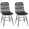 vidaXL Spisestol 2 pcs Sort 41 x 55 x 85 cm Rattan og St&aring;l
