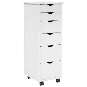 vidaXL Rullende skab 34 x 39 x 93,5 cm Massivt fyrretr&aelig; Hvid