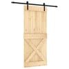vidaXL Skyded&oslash;r Naturfarvet og sort 90 x 210 cm Massivt Fyrretr&aelig;
