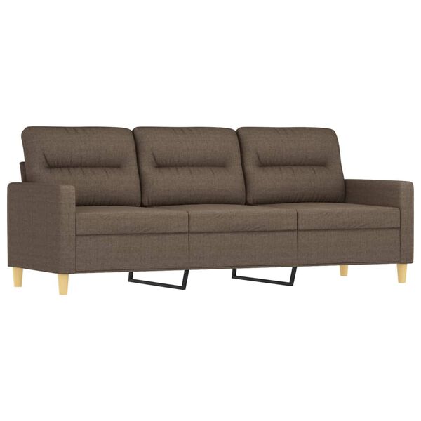 vidaXL 3-personers sofa med puder og hynder 180 cm stof gr&aring;brun