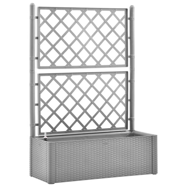 vidaXL højbed med espalier og automatisk vandingssystem grå