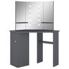 vidaXL toiletbord til hj&oslash;rne med LED-lys 111x54x141,5 cm gr&aring;