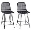 vidaXL Barb&aelig;nk 2 stk. Sort 44 x 54 x 96 cm Rattan og St&aring;l