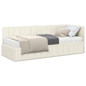vidaXL Hj&oslash;rnesengramme med Madras 2 stk. Creme 80 x 200 cm Fl&oslash;jl