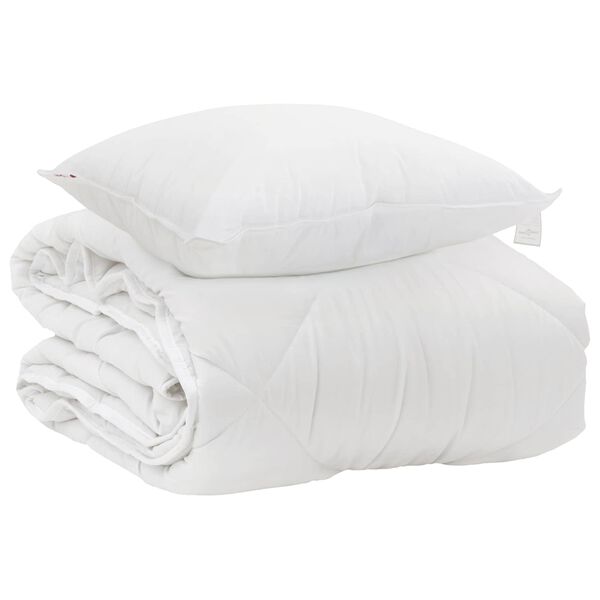 vidaXL Årsdækkende Dyne med pude 2 pcs Hvid Microfiber