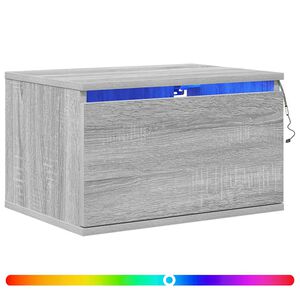 vidaXL v&aelig;gh&aelig;ngt sengebord med LED-lys gr&aring; sonoma-eg