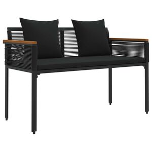 vidaXL Udend&oslash;rs b&aelig;nk 2 -Seater 117 x 54 x 74.5 cm polyrattan Sort