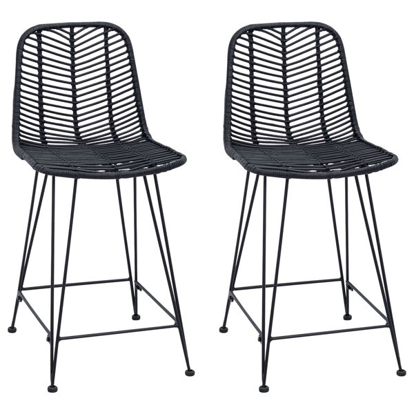 vidaXL Barstol 2 pcs Sort 44,5 x 54,5 x 97,5 cm Rattan og Jern
