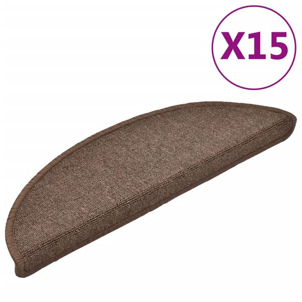 vidaXL trappemåtter 15 stk. 56x17x3 cm kaffebrune halvrund