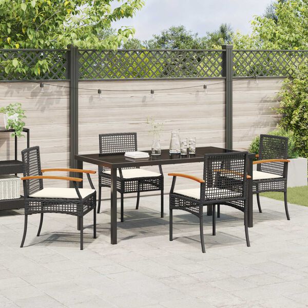 vidaXL Have Spisebordss&aelig;t 5 pcs Sort polyrattan