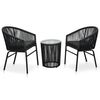 vidaXL bistros&aelig;t 3 dele med hynder PVC-rattan sort