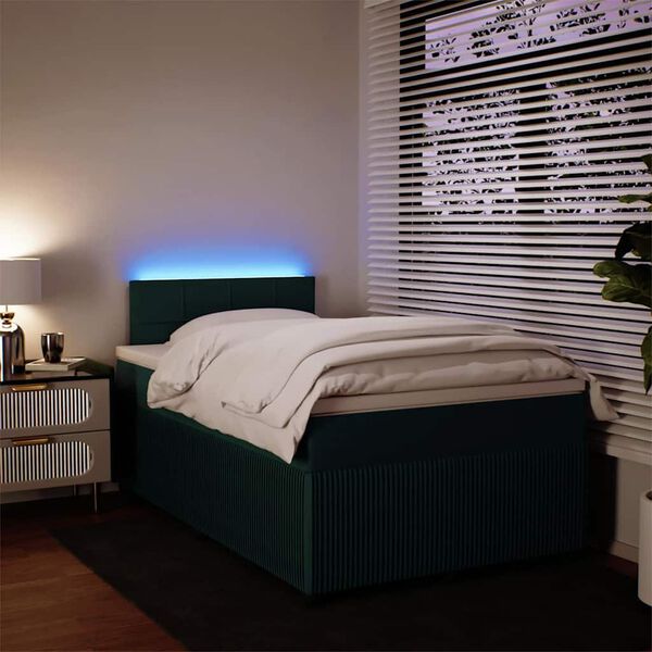 vidaXL kontinentalseng med madras 120x190 cm velour m&oslash;rkegr&oslash;n