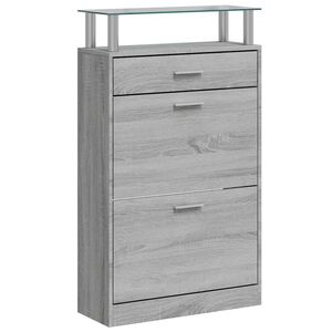 vidaXL skoskab 63x24x104 cm konstrueret tr&aelig; gr&aring; sonoma-eg