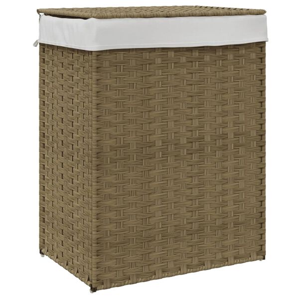 vidaXL vasketøjskurv med låg 46x33x60 cm polyrattan