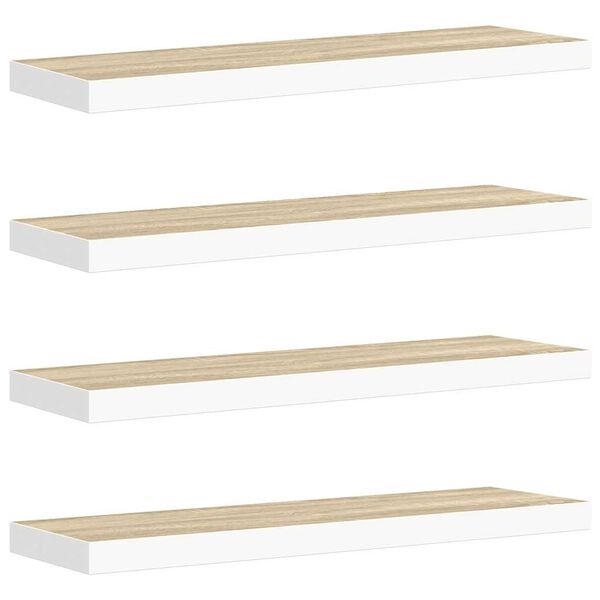 vidaXL v&aelig;ghylder 4 stk. 80x23,5x3,8 cm MDF egetr&aelig;sfarve og hvid