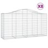 vidaXL buede gabionkurve 8 stk. 200x50x100/120 cm galvaniseret jern